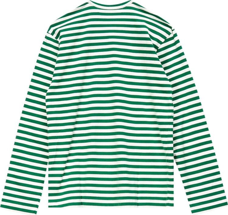 Футболка Comme des Garçons PLAY Striped T-Shirt 'Green/White', зеленый — фото 3