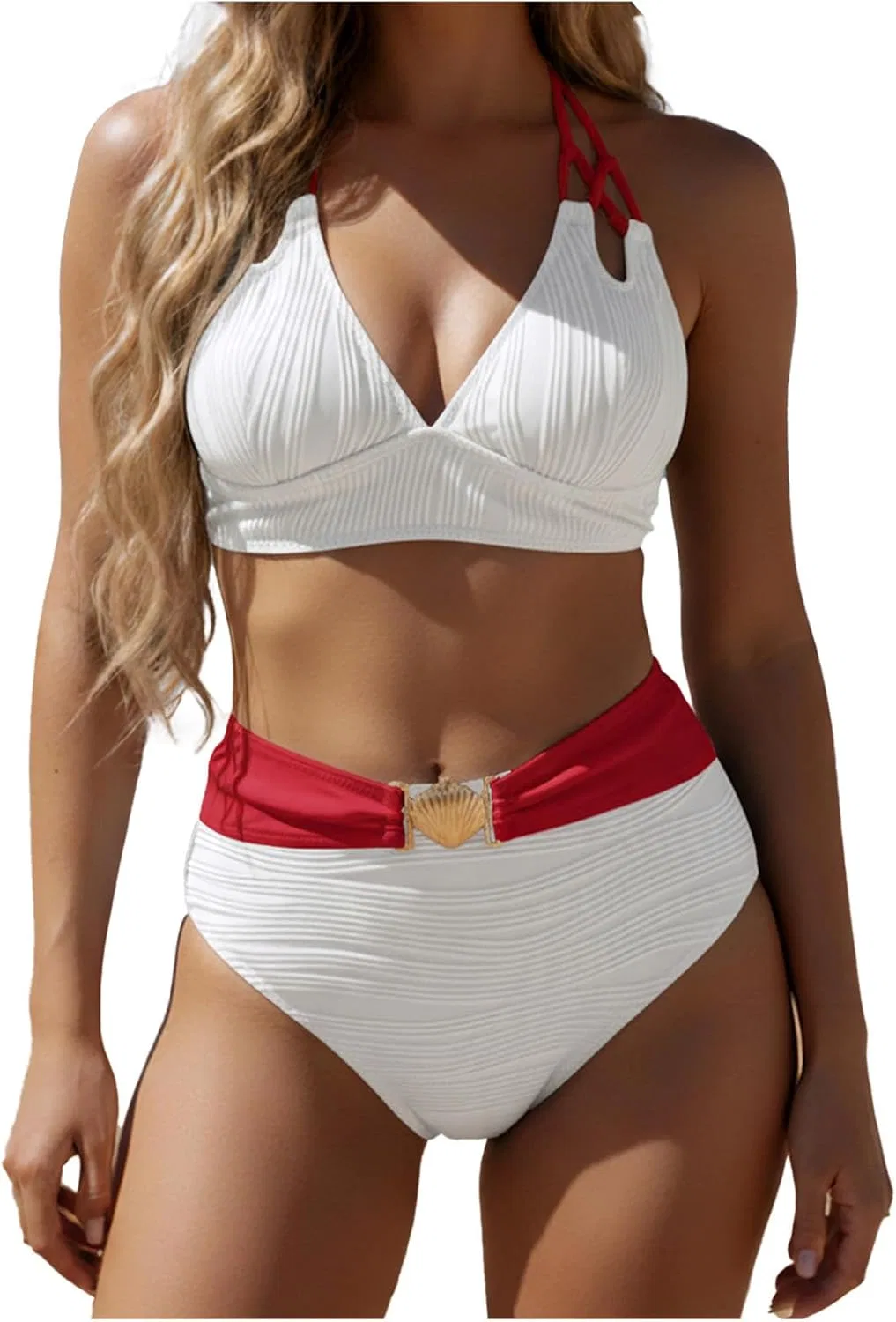 Женский бикини-сет с высокой талией Push Up, White