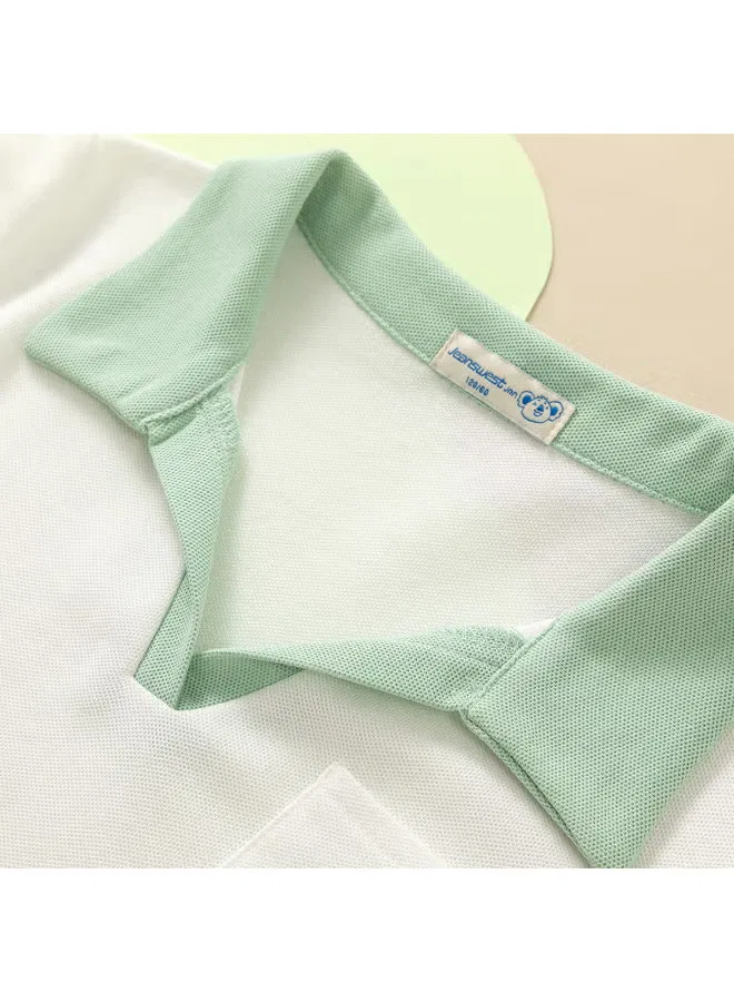 Футболка с коротким рукавом и контрастным воротником поло Jeanswest, светло-зеленый — фото 4