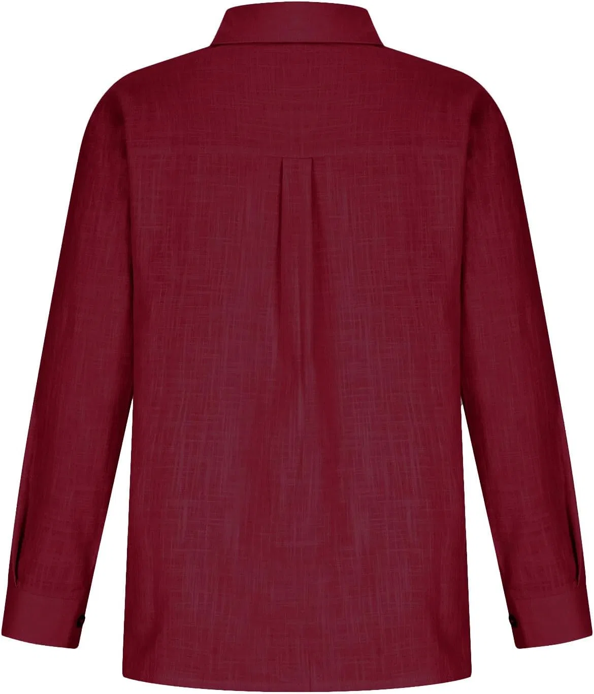 Женская льняная блуза с V-вырезом Long Sleeve Womens Linen Tops 3/4, Wine — фото 3