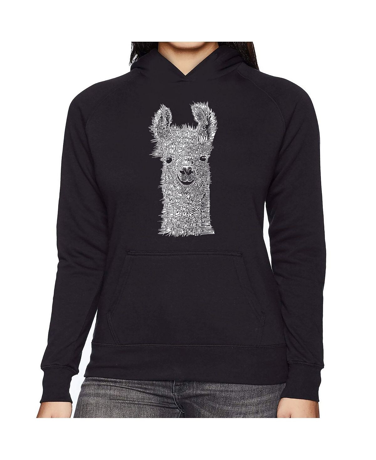 

Женская толстовка с капюшоном word art -llama LA Pop Art, черный