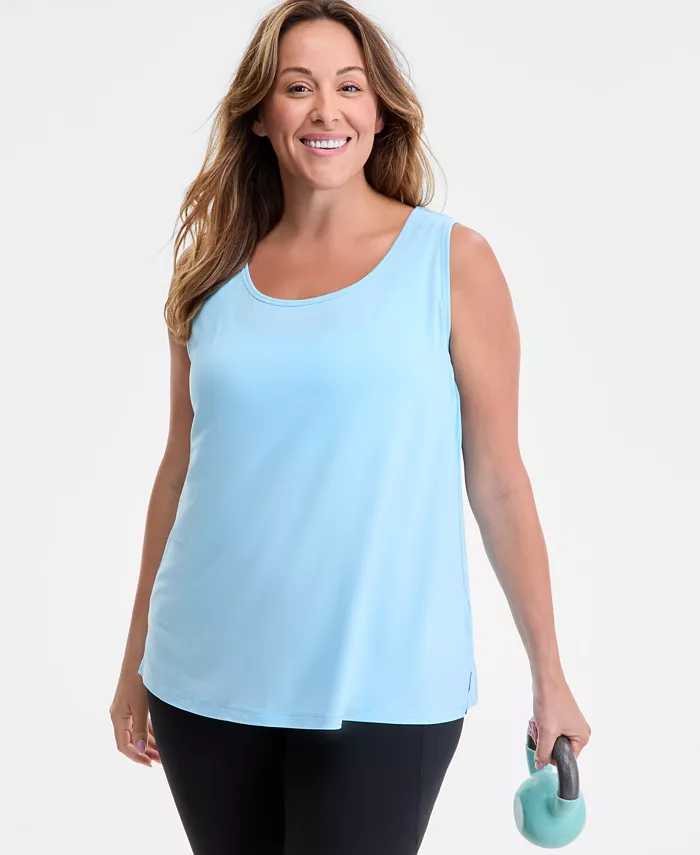 

Плюс сайз майка-борцовка с круглым вырезом, однотонная, базовая ID Ideology, синий