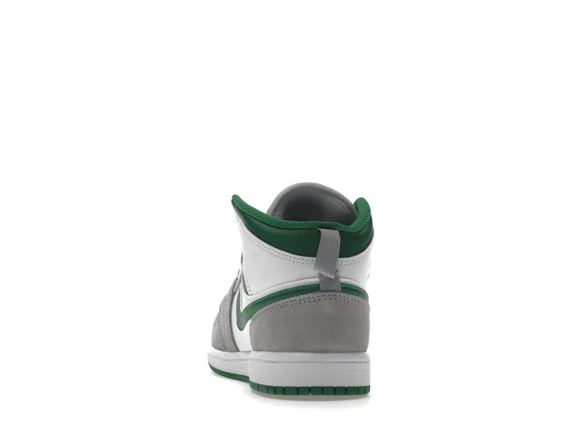 Детские кроссовки с принтом Jordan 1 Mid SE Jordan, White/Pine Green-Light Smoke Grey — фото 4