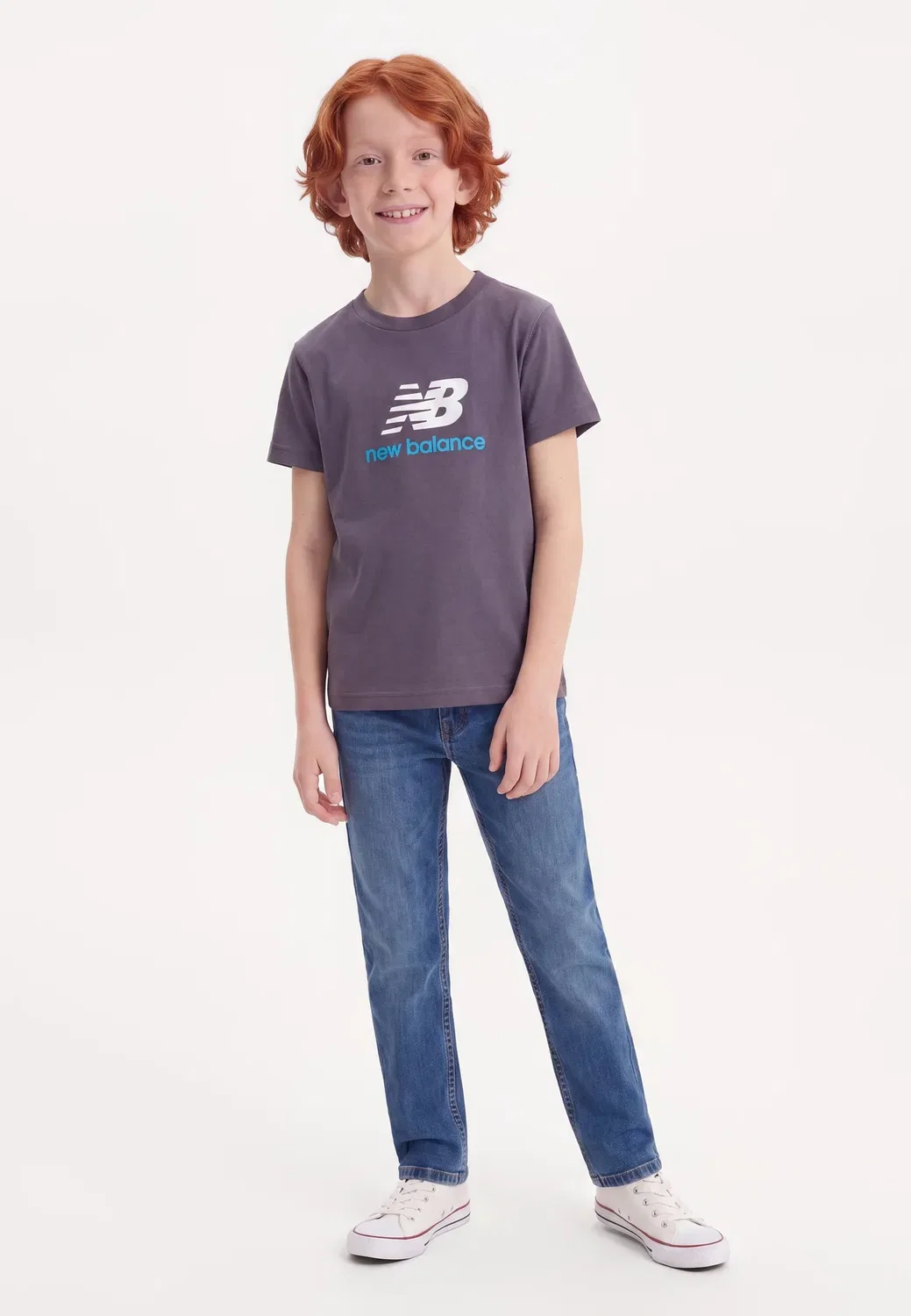 Футболка с принтом и логотипом Stacked New Balance, Neptune Grey