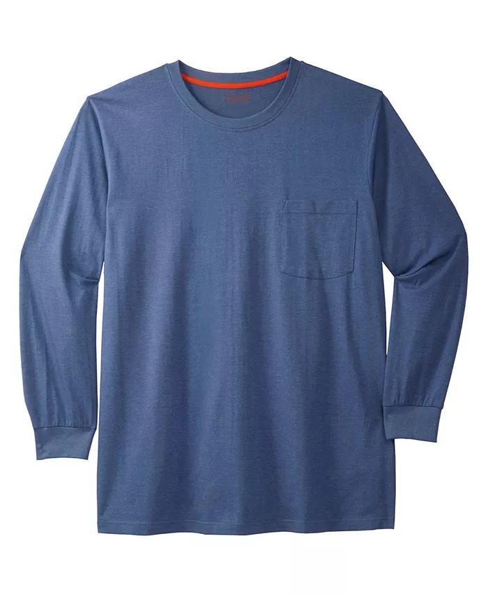 

Футболка с карманом и длинным рукавом Big & Tall by KingSize Heavyweight Crewneck Boulder Creek, синий