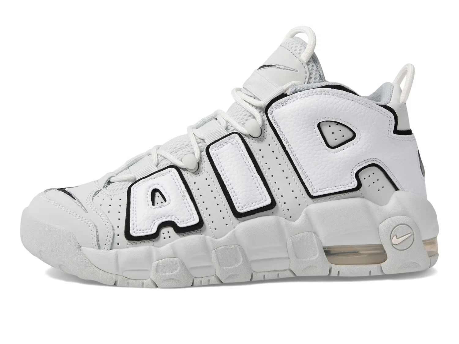 Детские кроссовки для мальчиков с закрытым носком Air More Uptempo NIKE, Metallic Silver Photonic Powder White Black — фото 4