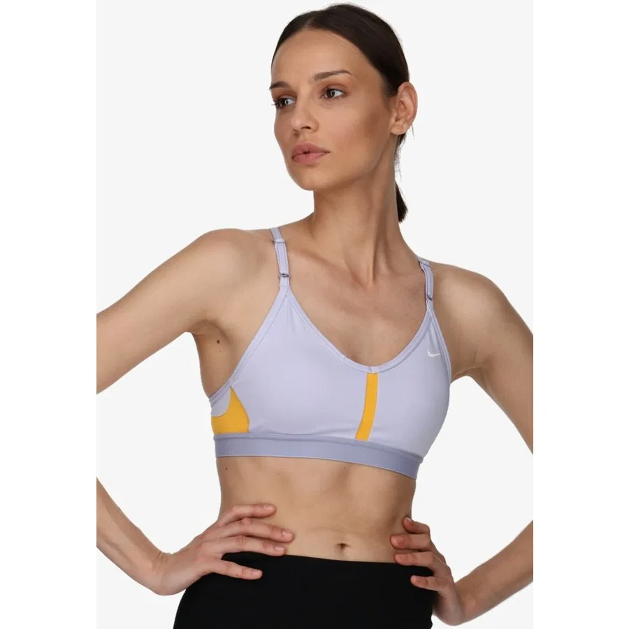 Спортивный бюстгальтер с V-образным вырезом Indy Dri-FIT Nike, Сиренево-желтый