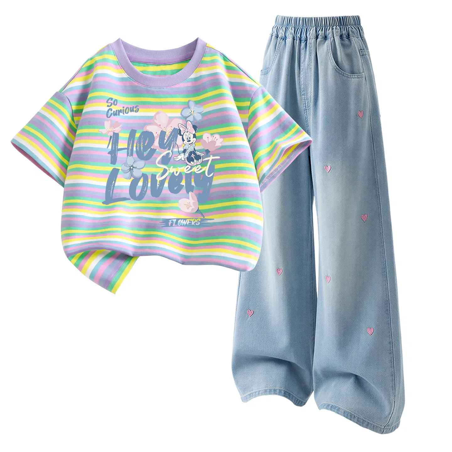 Детский спортивный костюм с круглым вырезом, Disney, Dazzling Heart Purple + Denim Light Blue — фото 3