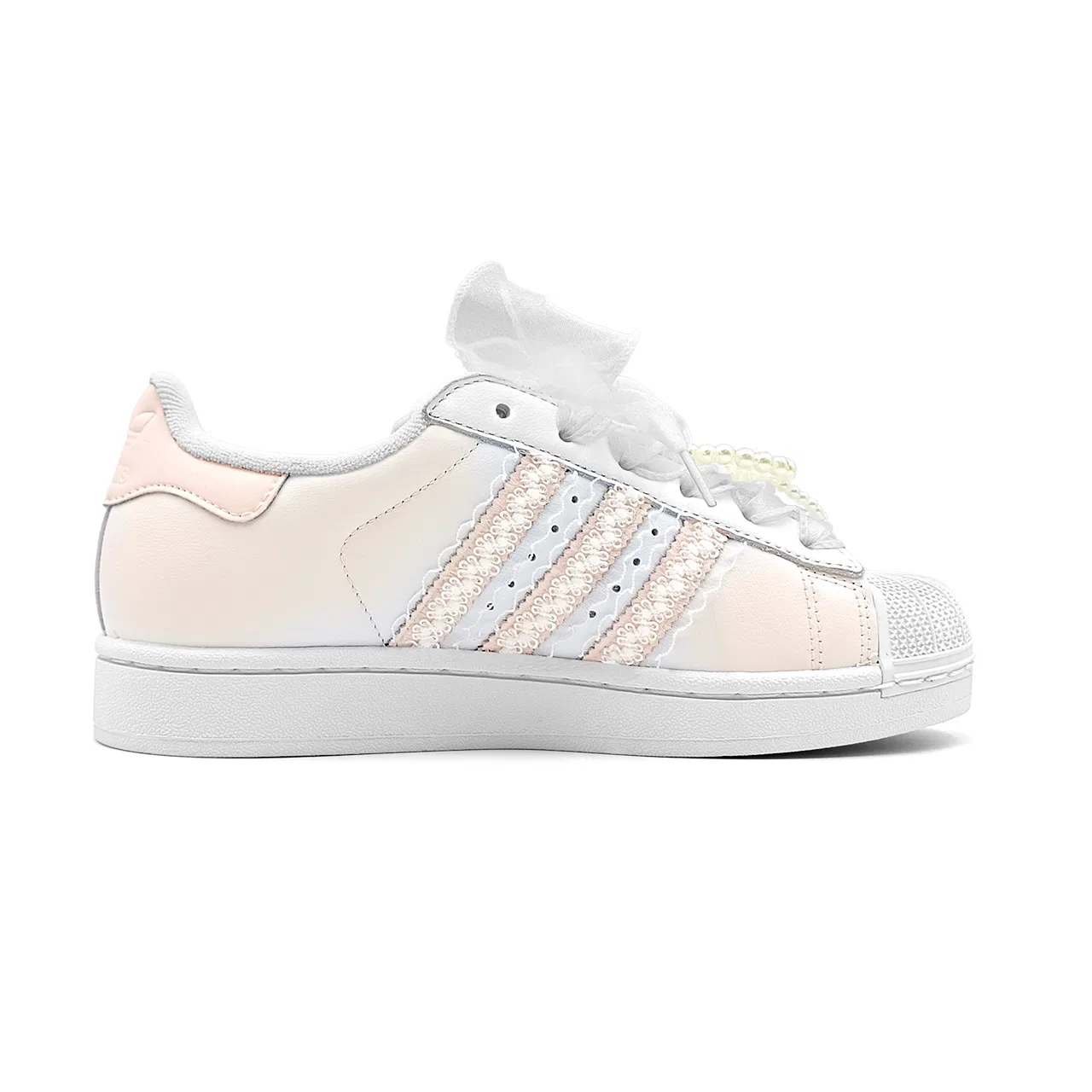 Детские кроссовки для скейтбординга с принтом, модель Superstar 2, Adidas Originals, Pink White — фото 3