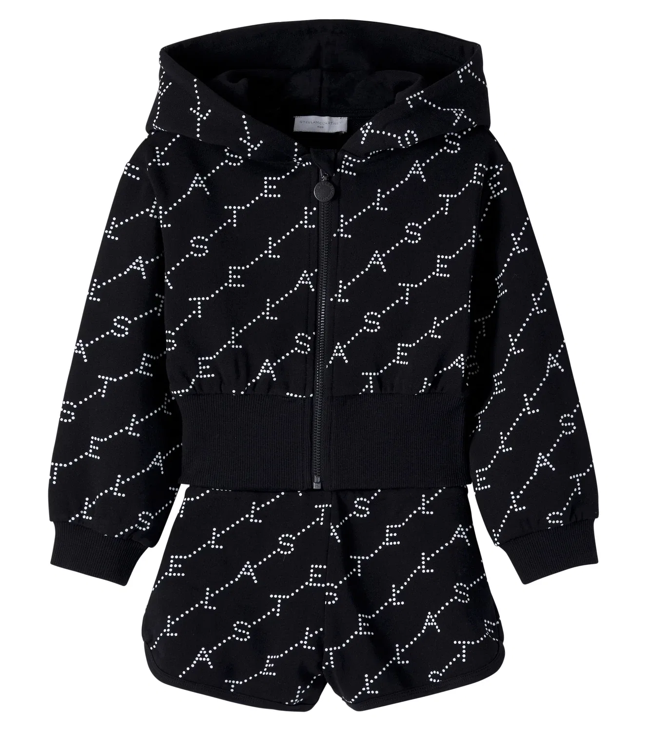Комплект из флисовых худи и шорт с логотипом Stella Mccartney Kids, черный
