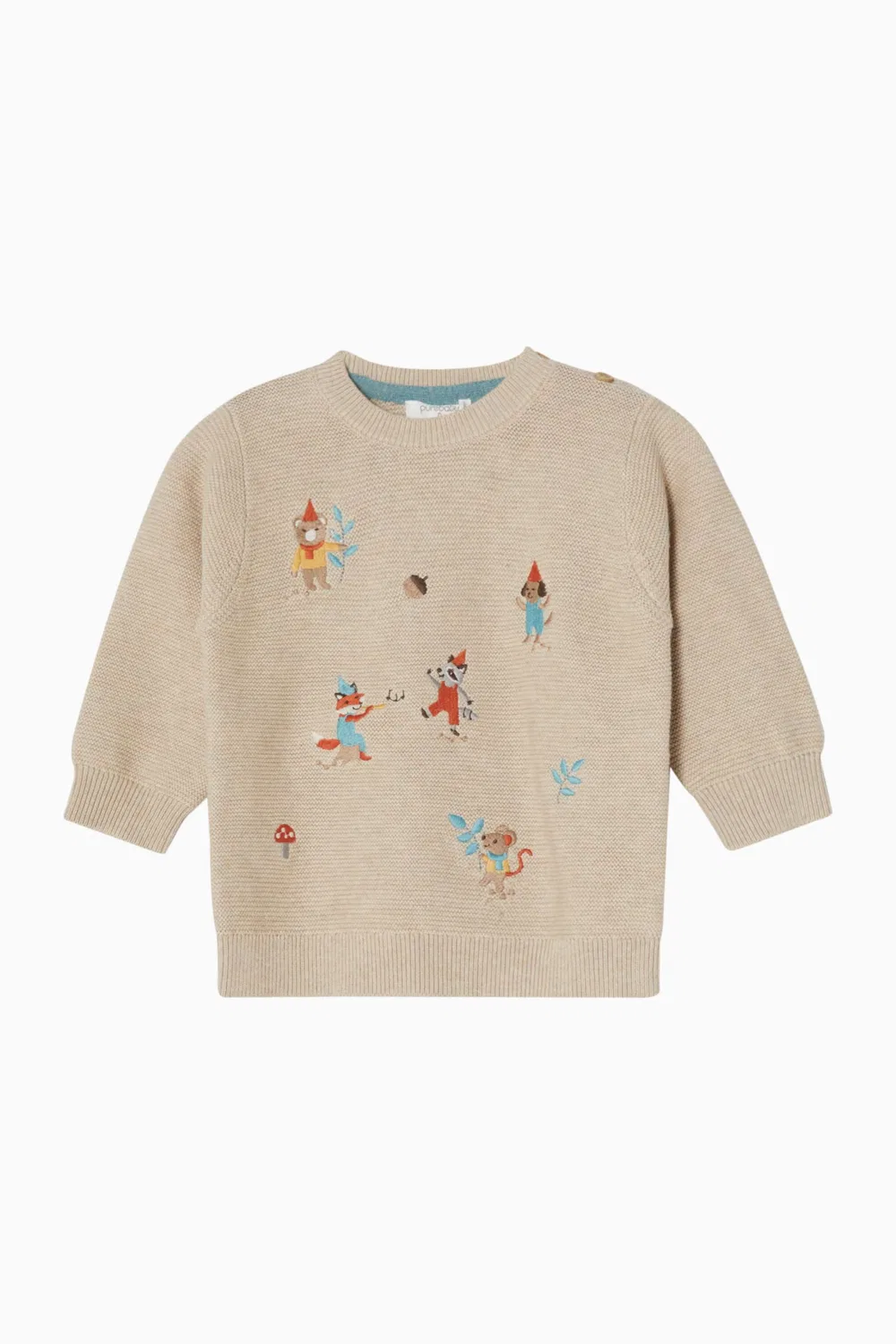 Свитшот хлопковый с шерстью Woodland Purebaby, нейтральный