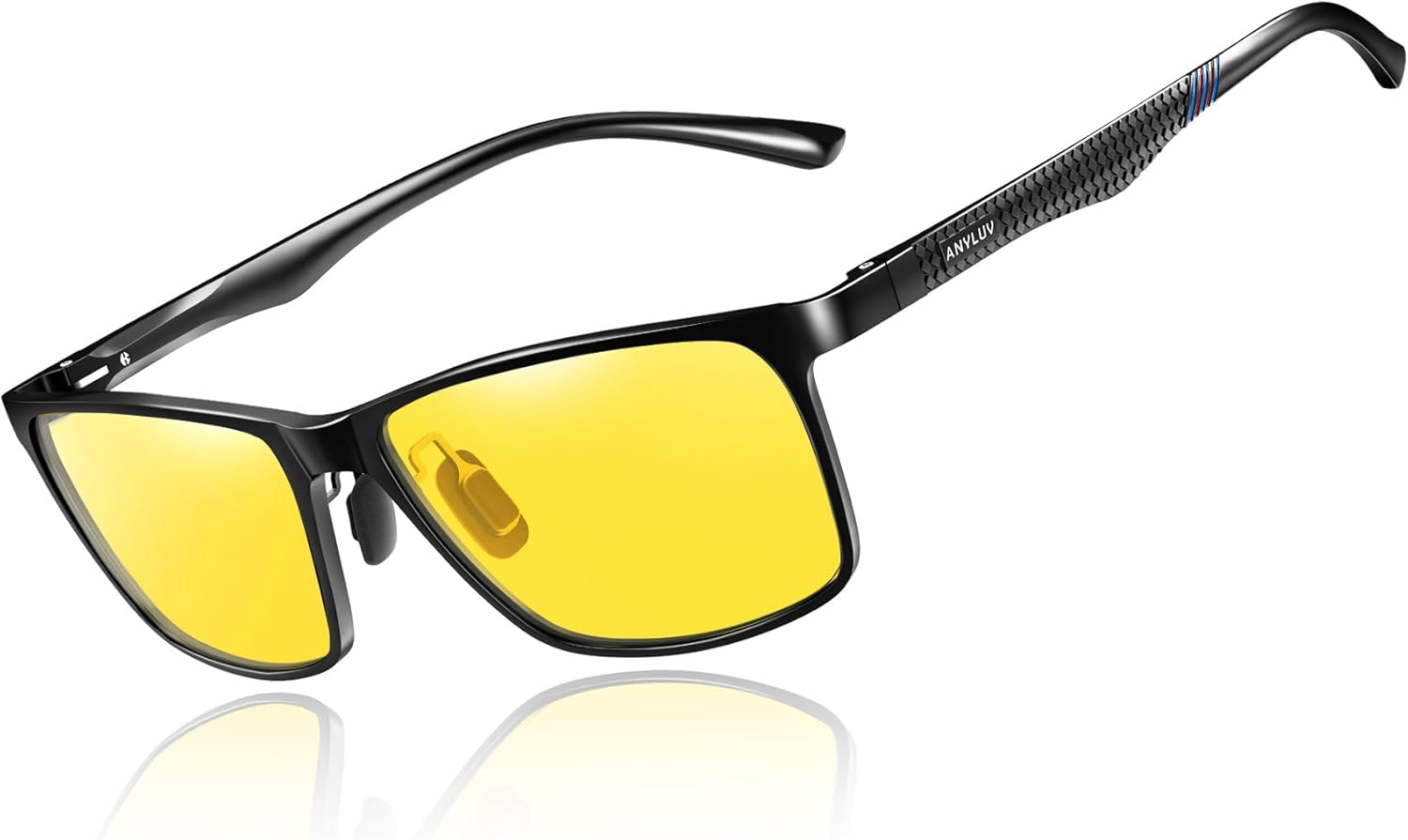 

Поляризованные солнцезащитные очки ANYLUV для мужчин, прямоугольная классическая оправа из алюминия и магния, солнцезащитные очки для мужчин с защитой от УФ-излучения, D06 Black/Night Version