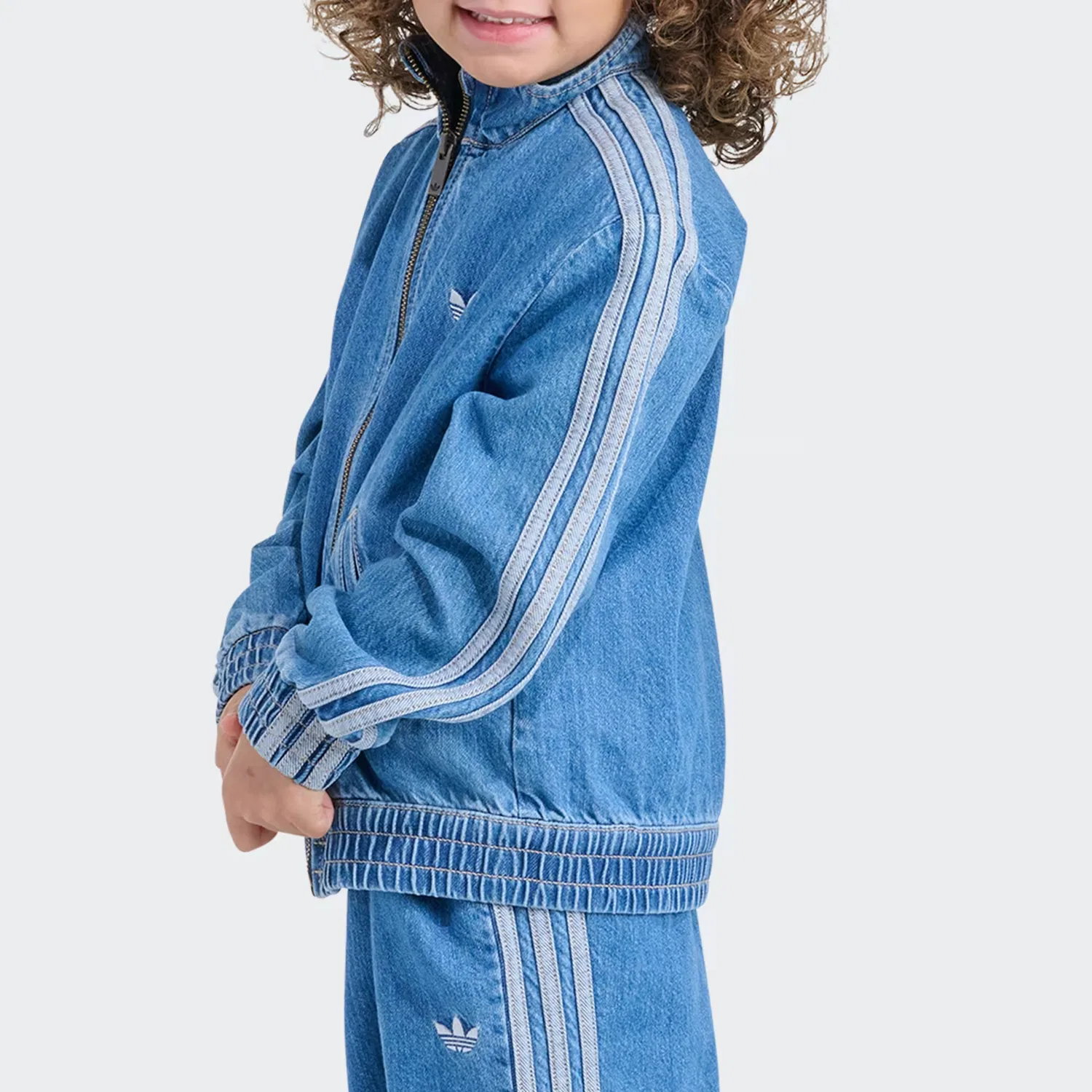 Детский комплект свободного кроя из джинсовой куртки и брюк Adidas Originals, винтажный синий деним