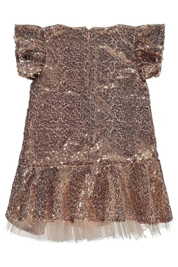 Детское платье для девочек с воланами Volan sleeve sequined dress Civil Girls, Powder — фото 2