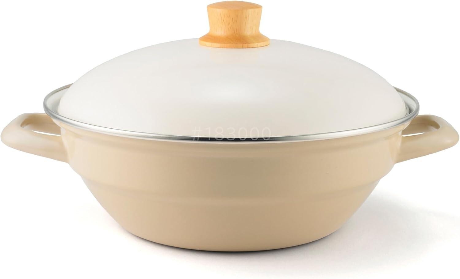 

Эмалированный глиняная кастрюля Fuji, настольный, 10,6 дюймов (27 см), крышка в комплекте, IH Gas Fire, Greige HD-27 G FUJIHORO, Beige, (Greige)