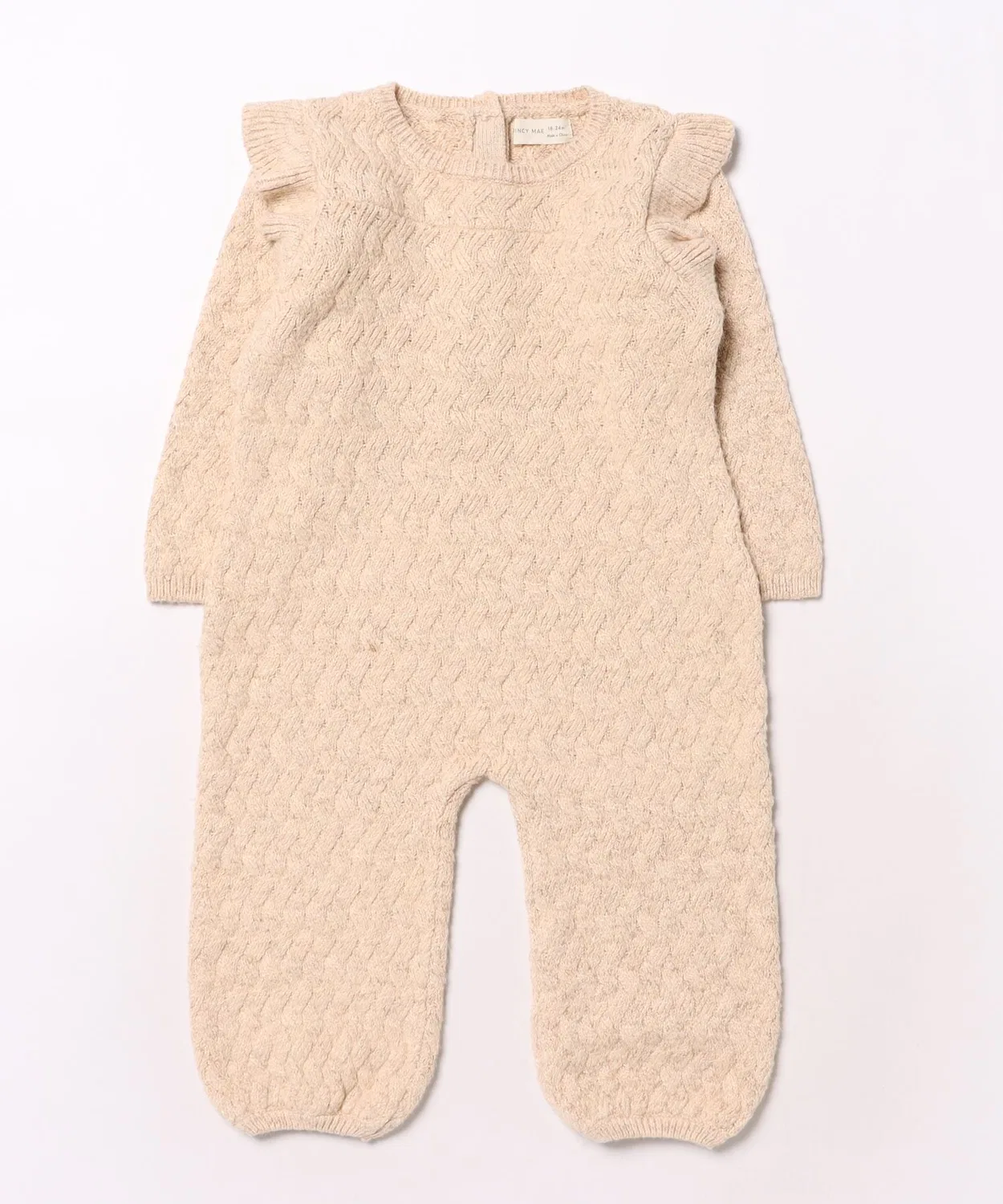 Детский боди-комбинезон с длинным рукавомс принтом Mira Knit Romper Quincy Mae, Ivory
