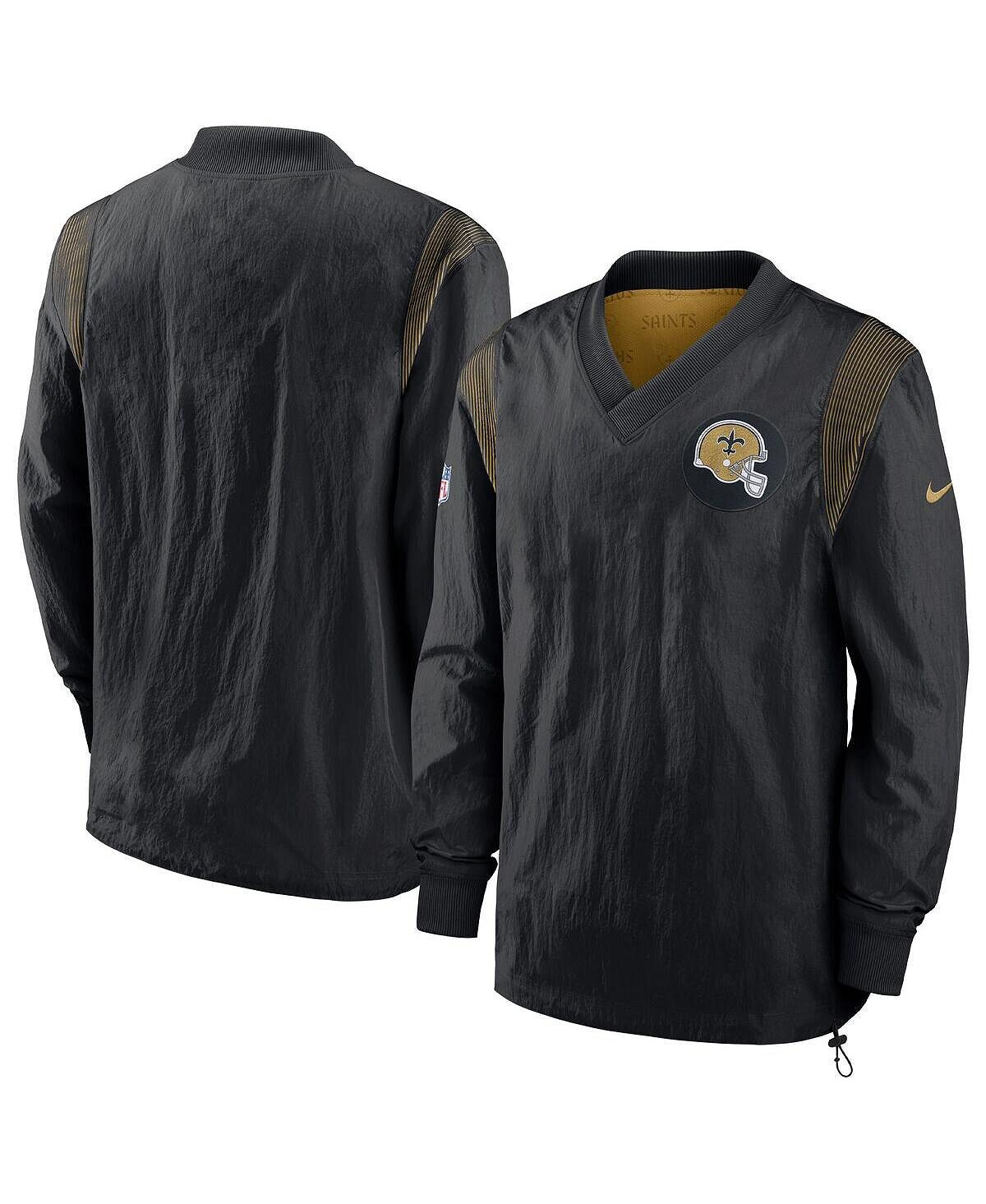 Мужская черная двусторонняя пуловерная ветровка new orleans saints sideline team id Nike, черный — фото 3