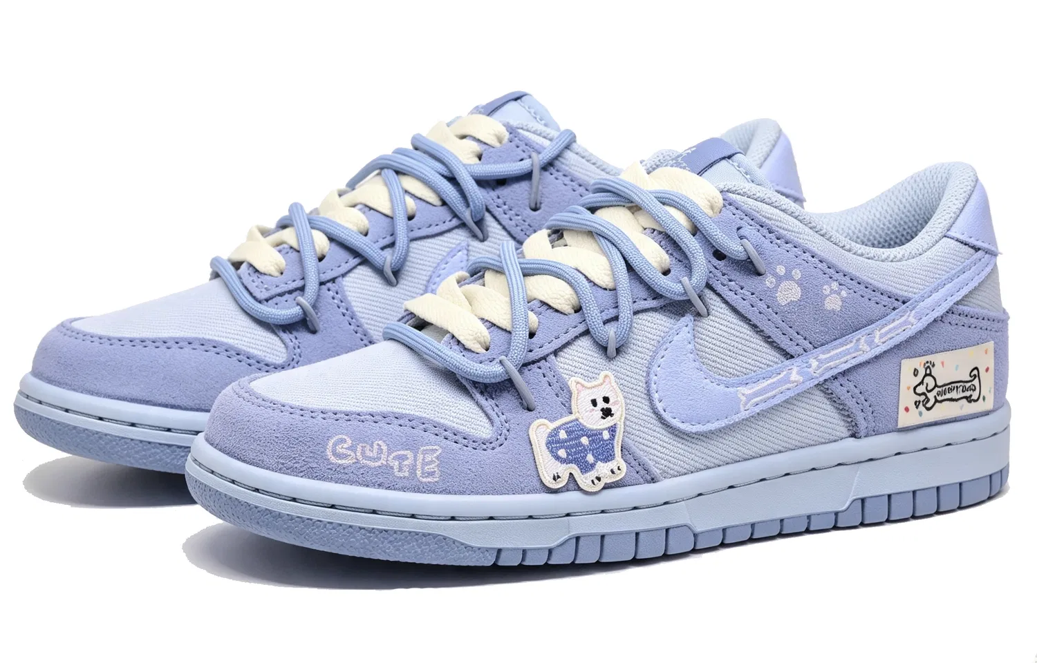Детские кроссовки для скейтбординга с принтом собаки Nike Dunk Low SE, Blue — фото 4