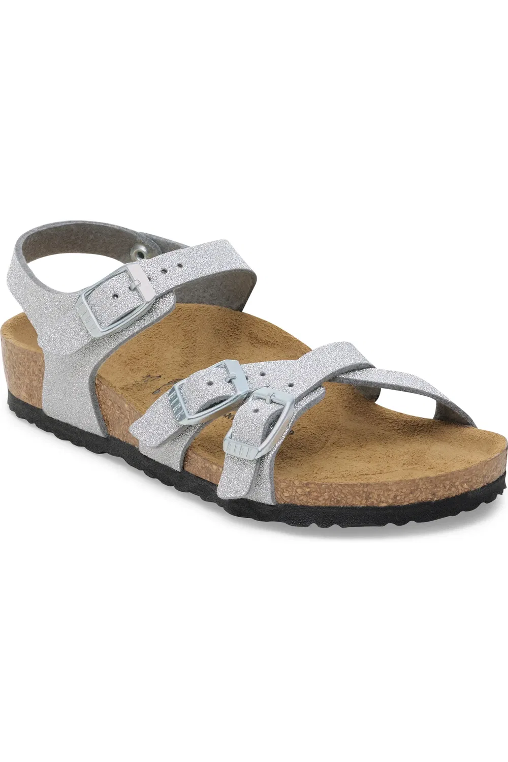 Детские сандалии с перекрестными ремешками Kumba Birkenstock, Silver Shiny Glitter