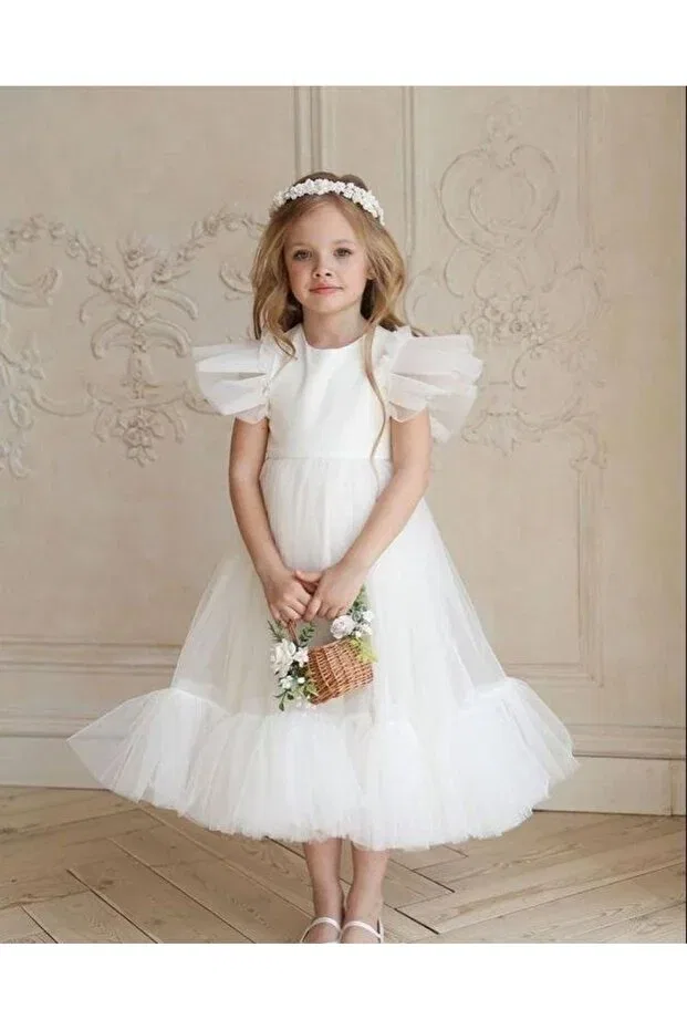 Детское платье для девочек с коротким рукавом Asel Kids, White
