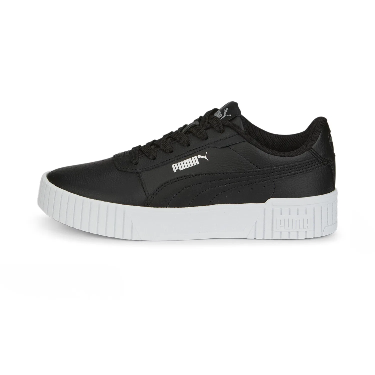 Детские кроссовки для девочек с платформой Carina 2.0 Puma, Schwarz Silber Grau — фото 3