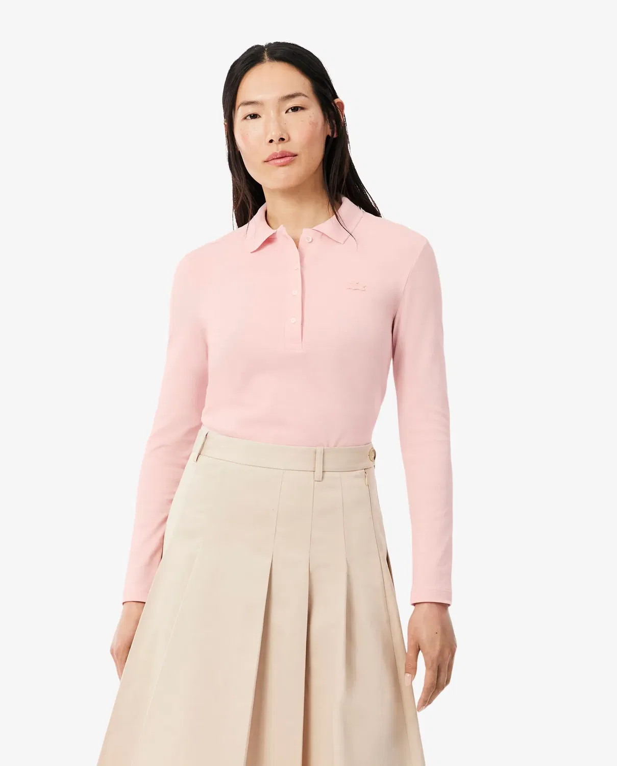 Поло Lacoste Rosa с длинным рукавом, женское, из пике