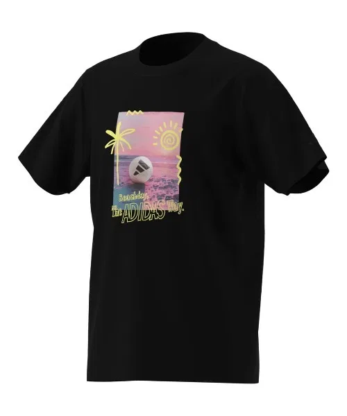 Детская футболка с принтом Cool Feeling Regular Fit Beach Graphic Adidas, Черный — фото 4