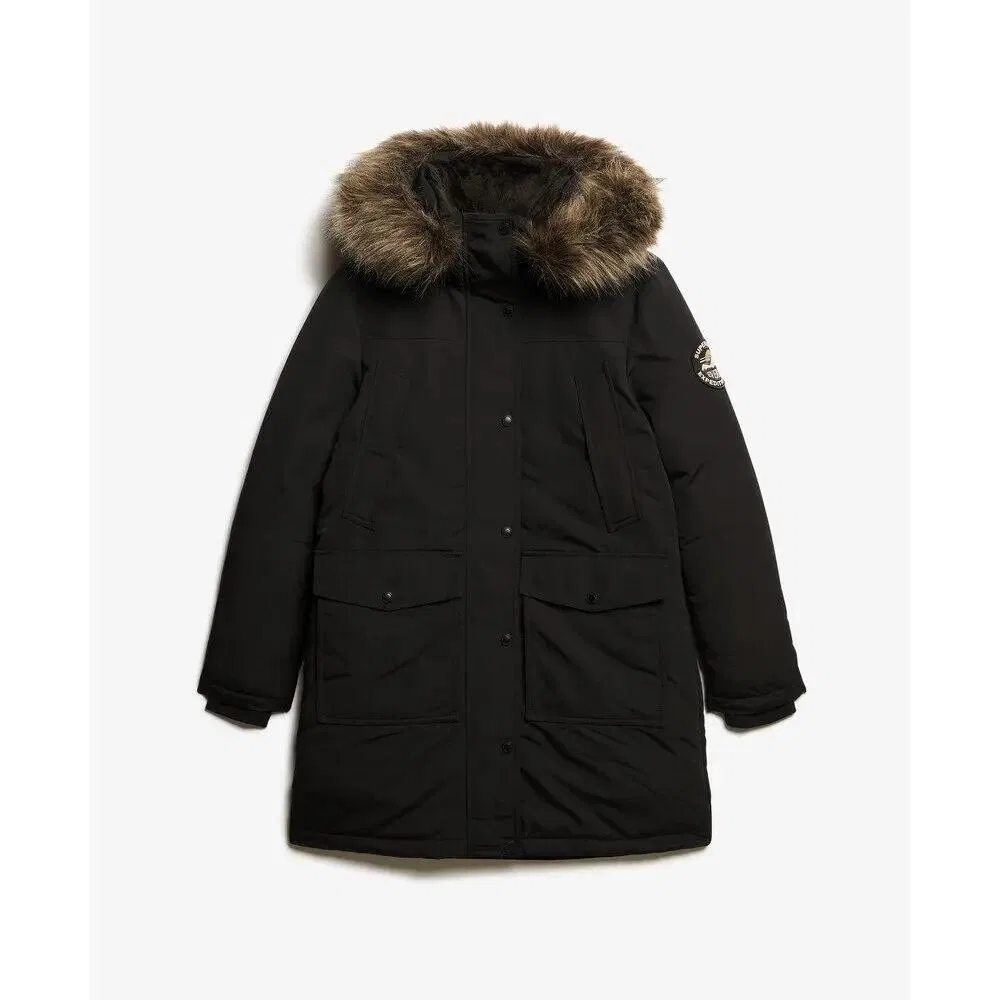 Женская парка с искусственным мехом Everest Superdry, Schwarz
