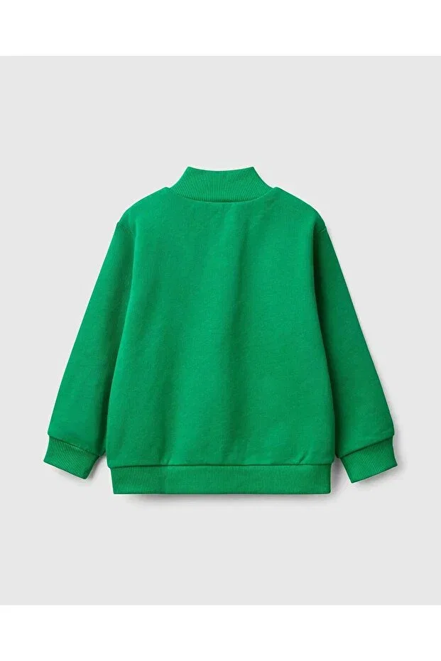 Детские свитшот для мальчиков с принтом Benetton Logo Embroidered United Colors Of Benetton, Green — фото 2