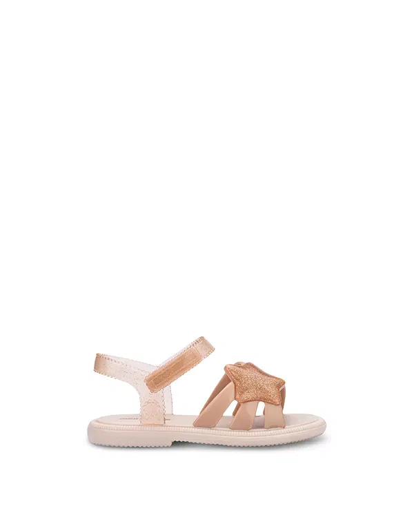 Детские сандалии для девочек с блестящей звездой Mini Melissa, Beige/Glitter — фото 4