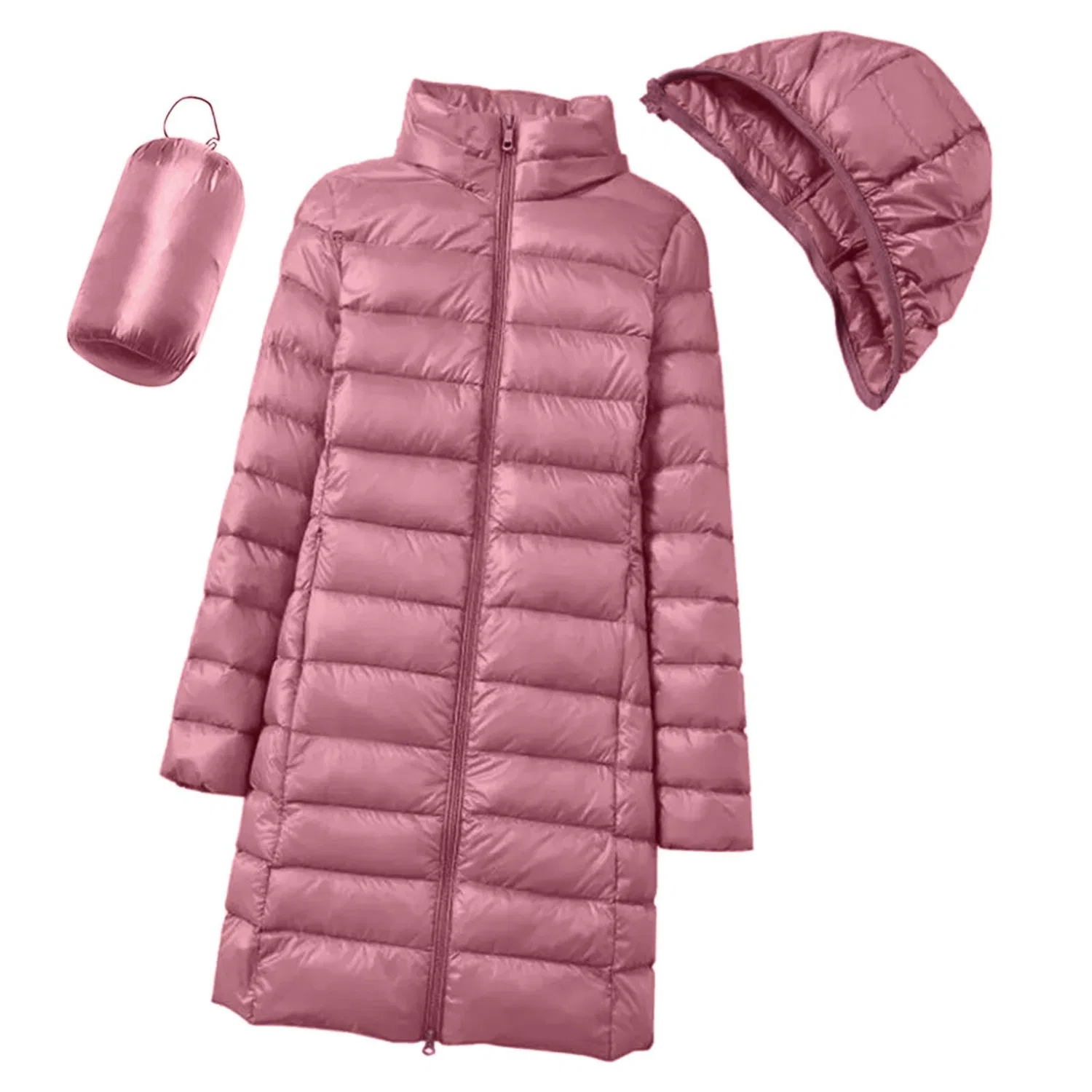 Женское зимнее пальто с капюшоном из пуха, Regular Fit, Rosa — фото 3