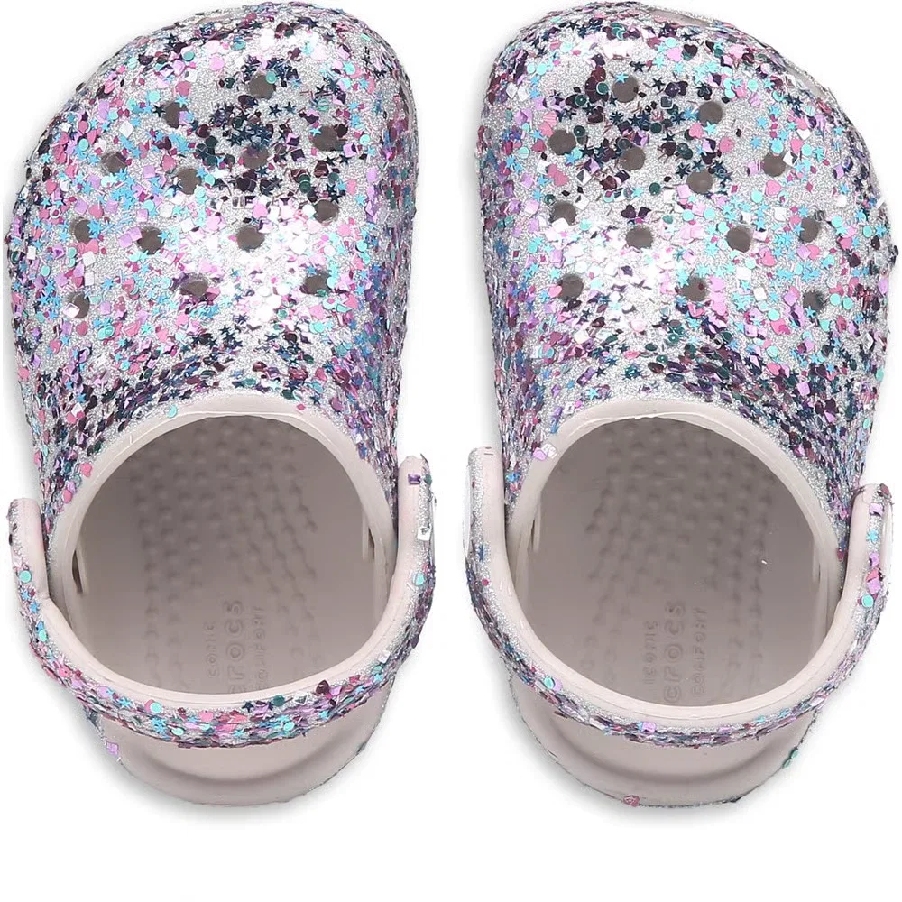 Детские классические сабо с блестками для малышей Crocs, Cocoa Cream — фото 4