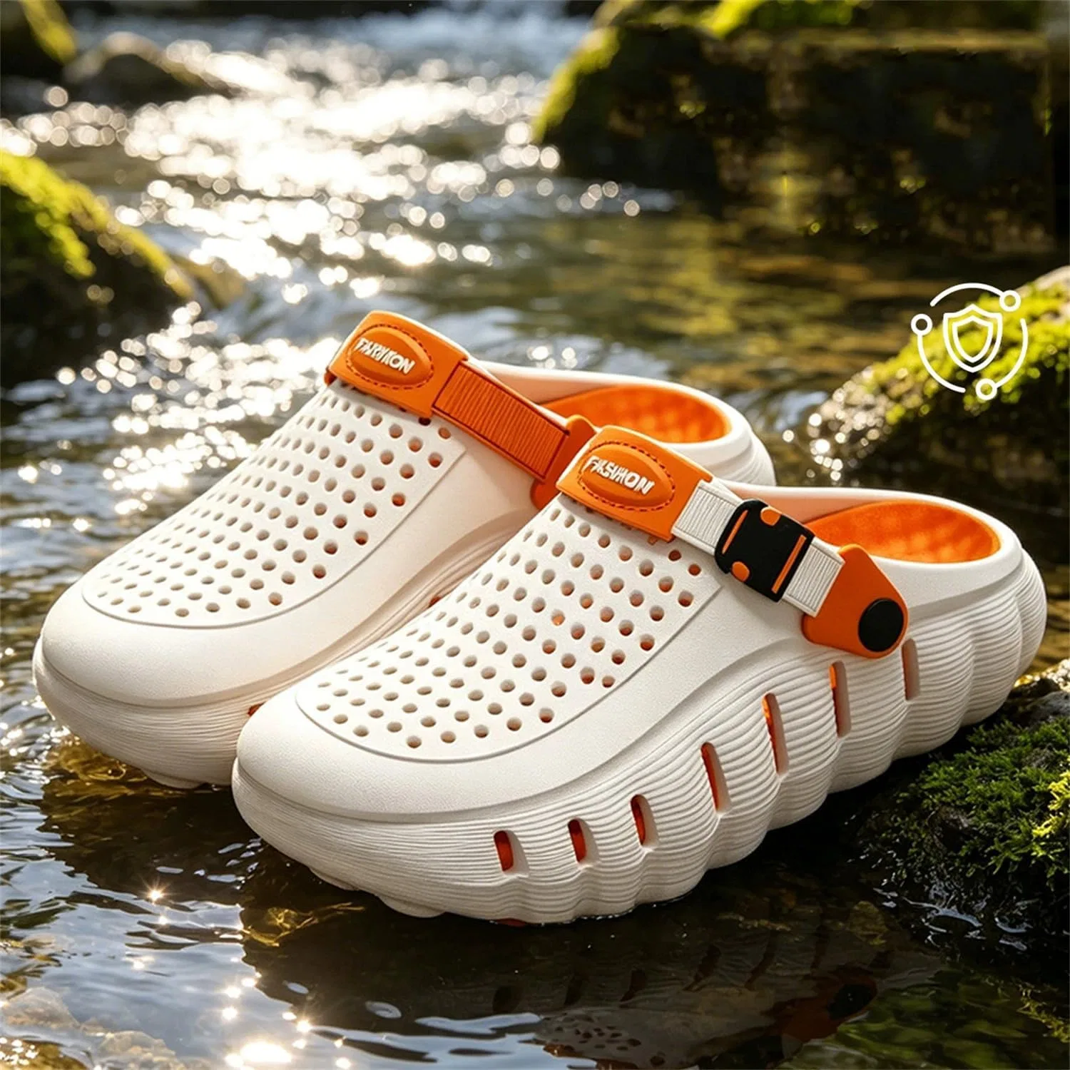 Детские сабо-облака с принтом Fashion Garden для мальчиков hexnart, White Orange — фото 3