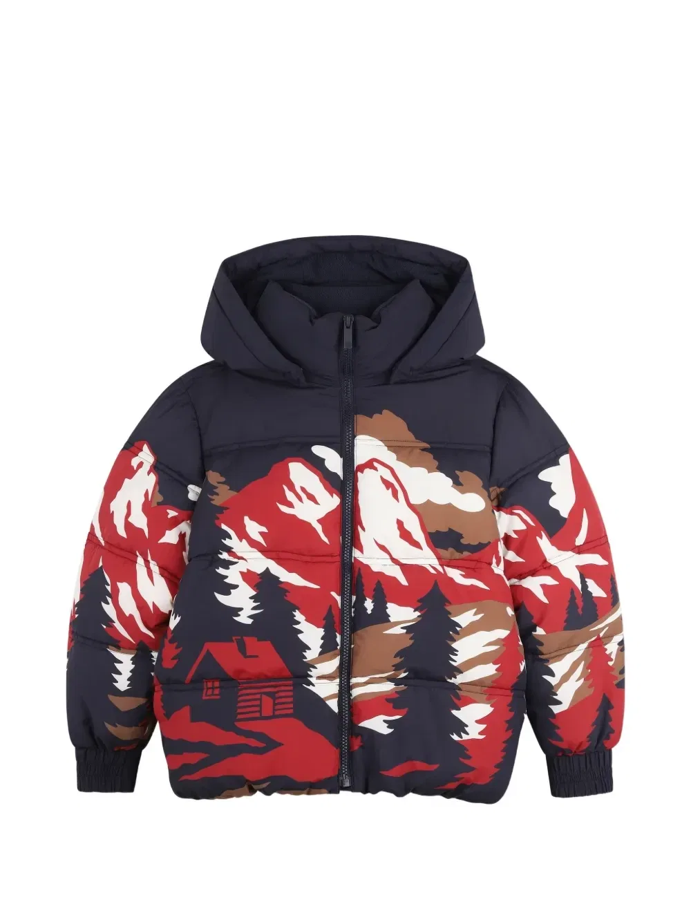 Пуховик с графичным принтом Timberland Kids, синий