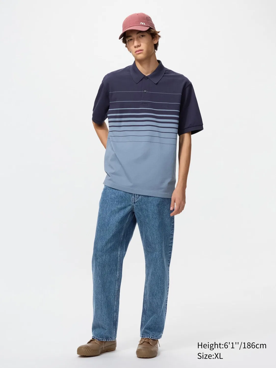 Рубашка-поло Uniqlo, из сухого пике в полоску, оливковый — фото 3
