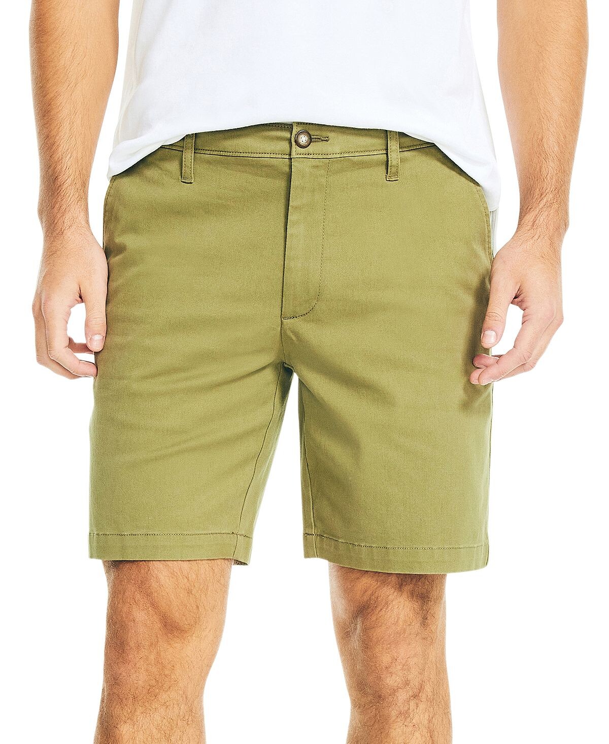 

Эластичные брюки чинос classic-fit длиной 8,5 дюйма без защипов с плоским передом Nautica, светло-оливковый