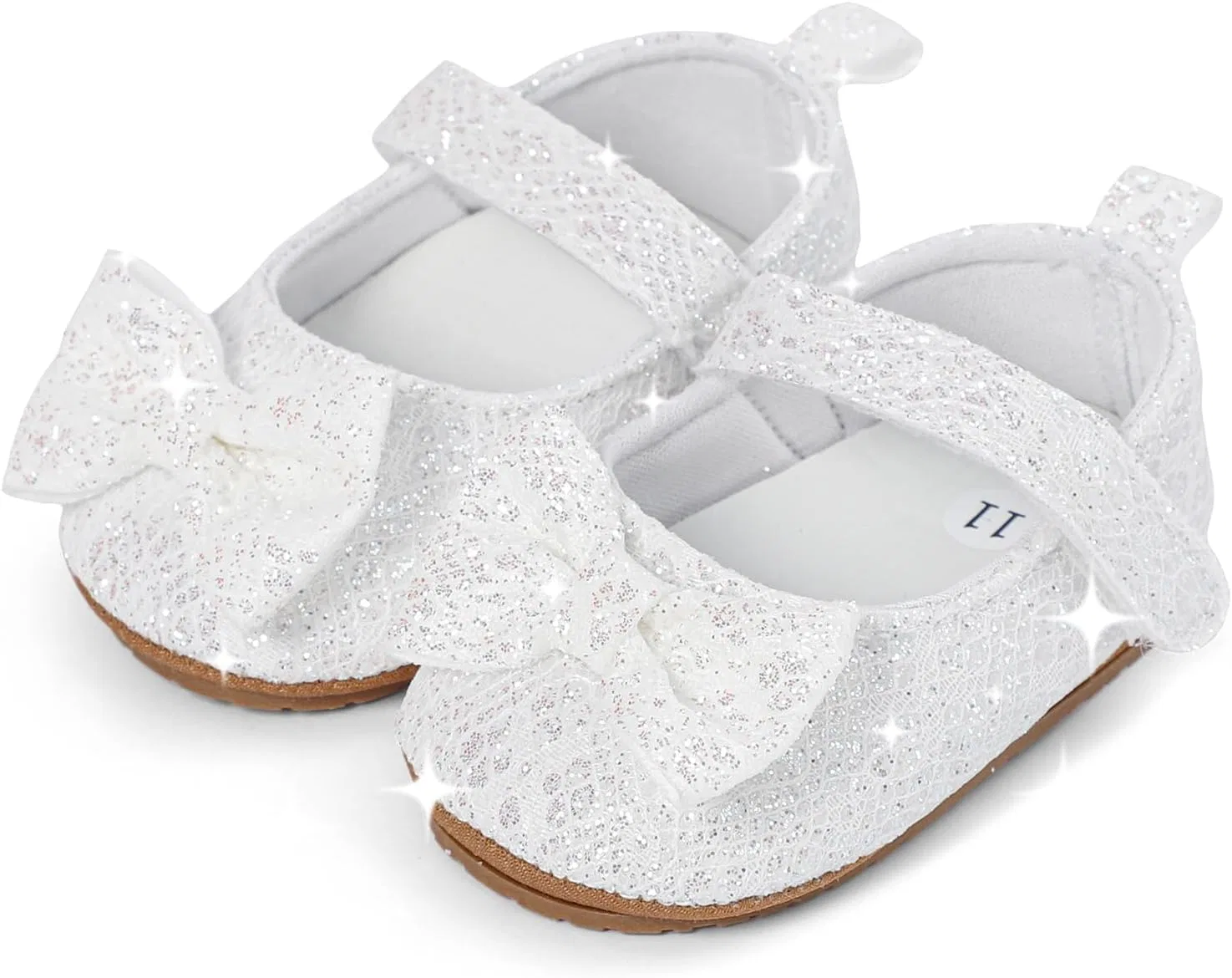 Детские туфли Мэри Джейн с пайетками для девочек ESTAMICO, White