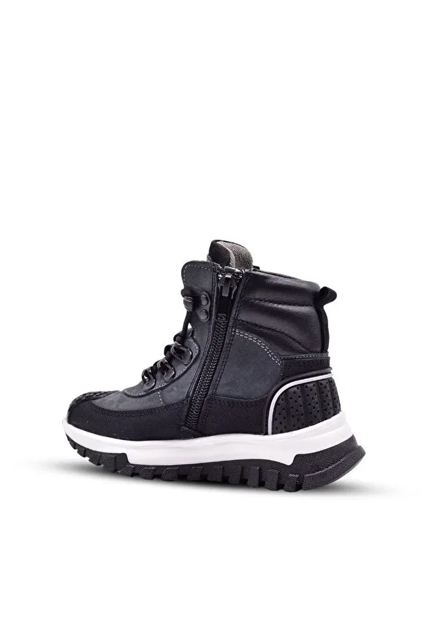 Детские ботинки для девочек кожаные с ортопедической стелькой Otto Boy's Cold Weather And Water Resistant Genuine Leather Smoked Color Winter Boots Kids A More, Smoke Grey — фото 4