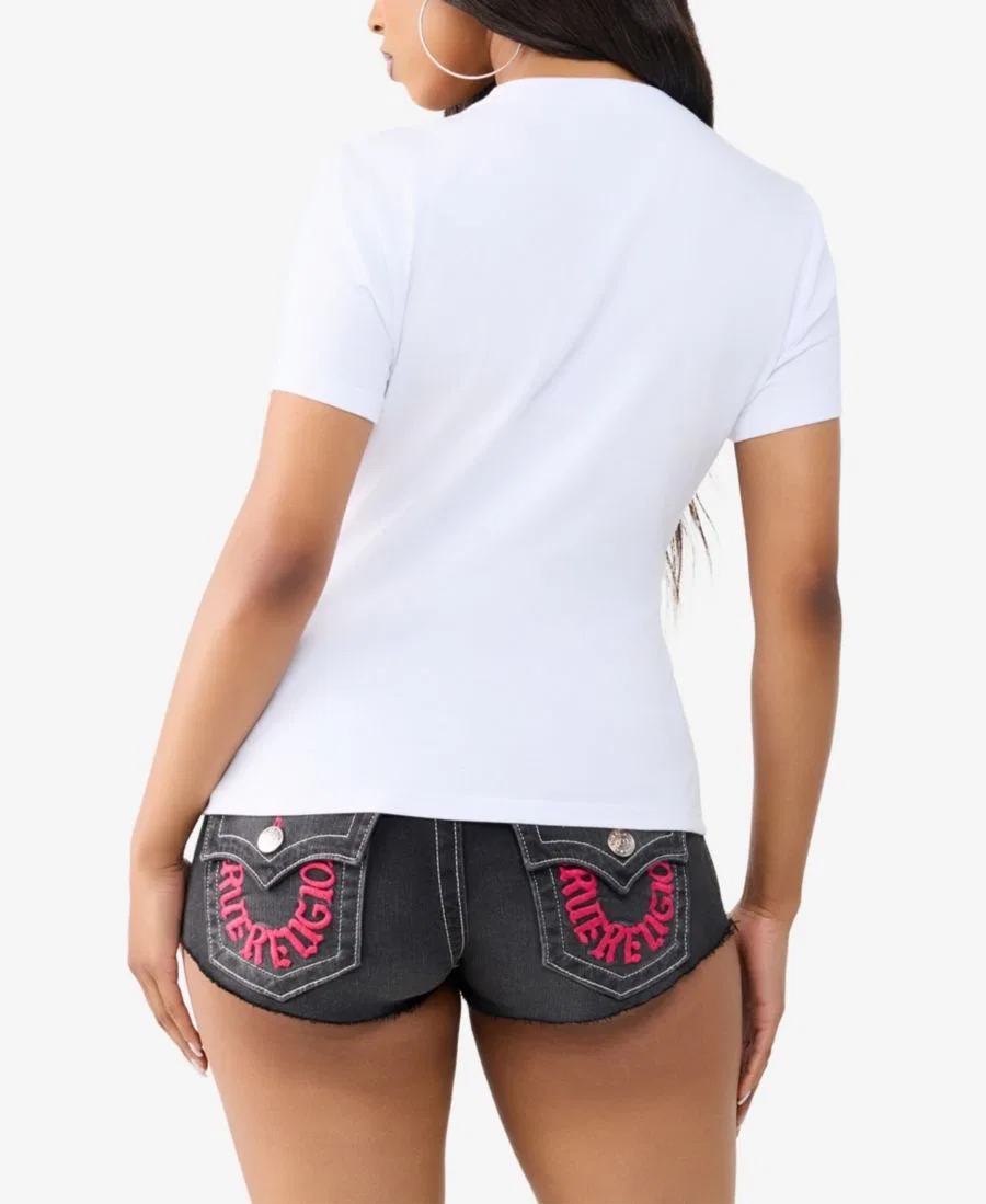 Футболка с кристальным принтом в виде подковы True Religion, Optic White — фото 3
