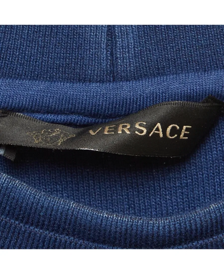 Мужской свитшот с отделкой из кожи Medusa Leather Trim Versace, Blue — фото 3