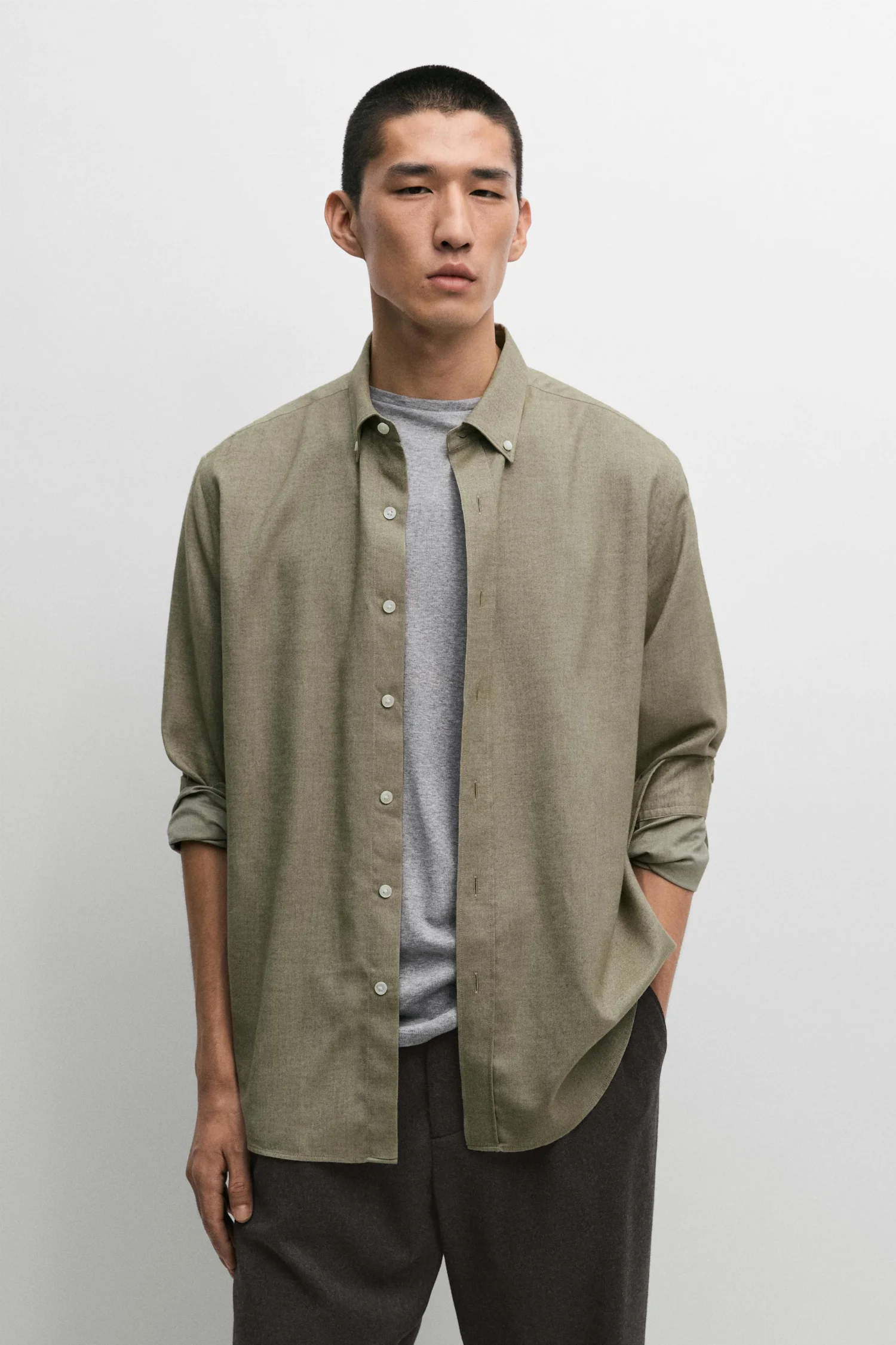 Рубашка Massimo Dutti Regular Fit 100% Cotton, горчично-желтый — фото 2