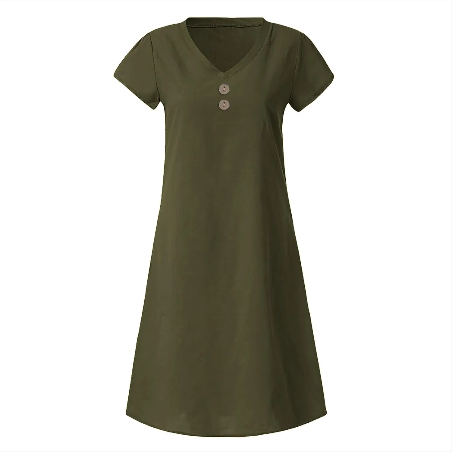 Платье миди с V-образным вырезом Cotton Linen, Green — фото 2