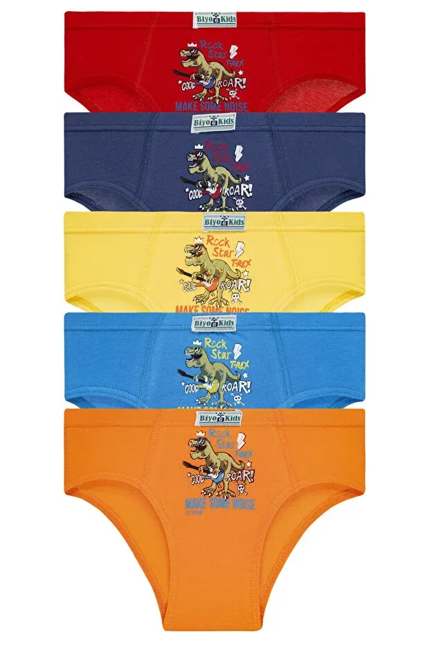 Детские трусы для мальчиков хлопковые 5 шт Rockstar Dino Biyokids, Colored