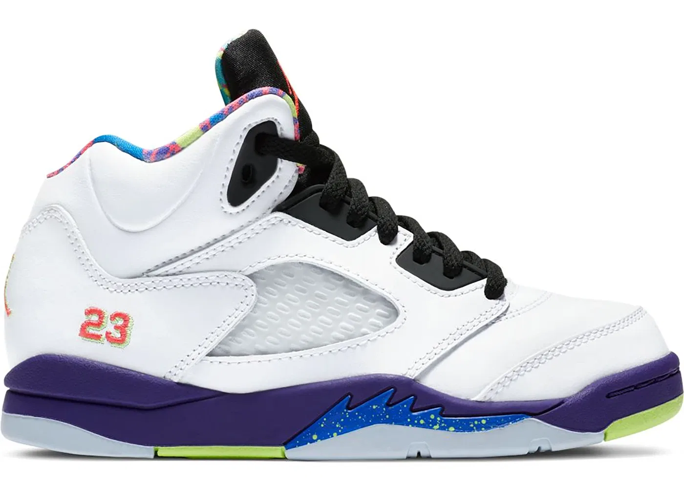Детские кроссовки Lifestyle с принтом Jordan 5 Retro Jordan, White/Court Purple-Racer Pink-Ghost Green