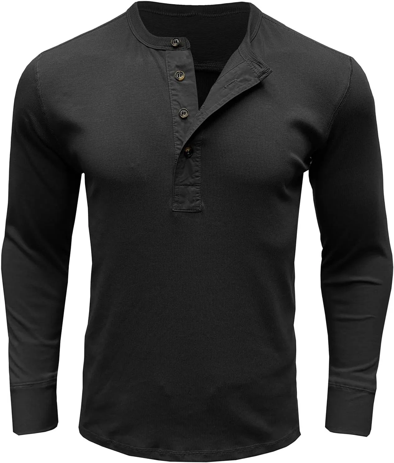 Мужская легкая футболка с длинным рукавом Henley June, Black