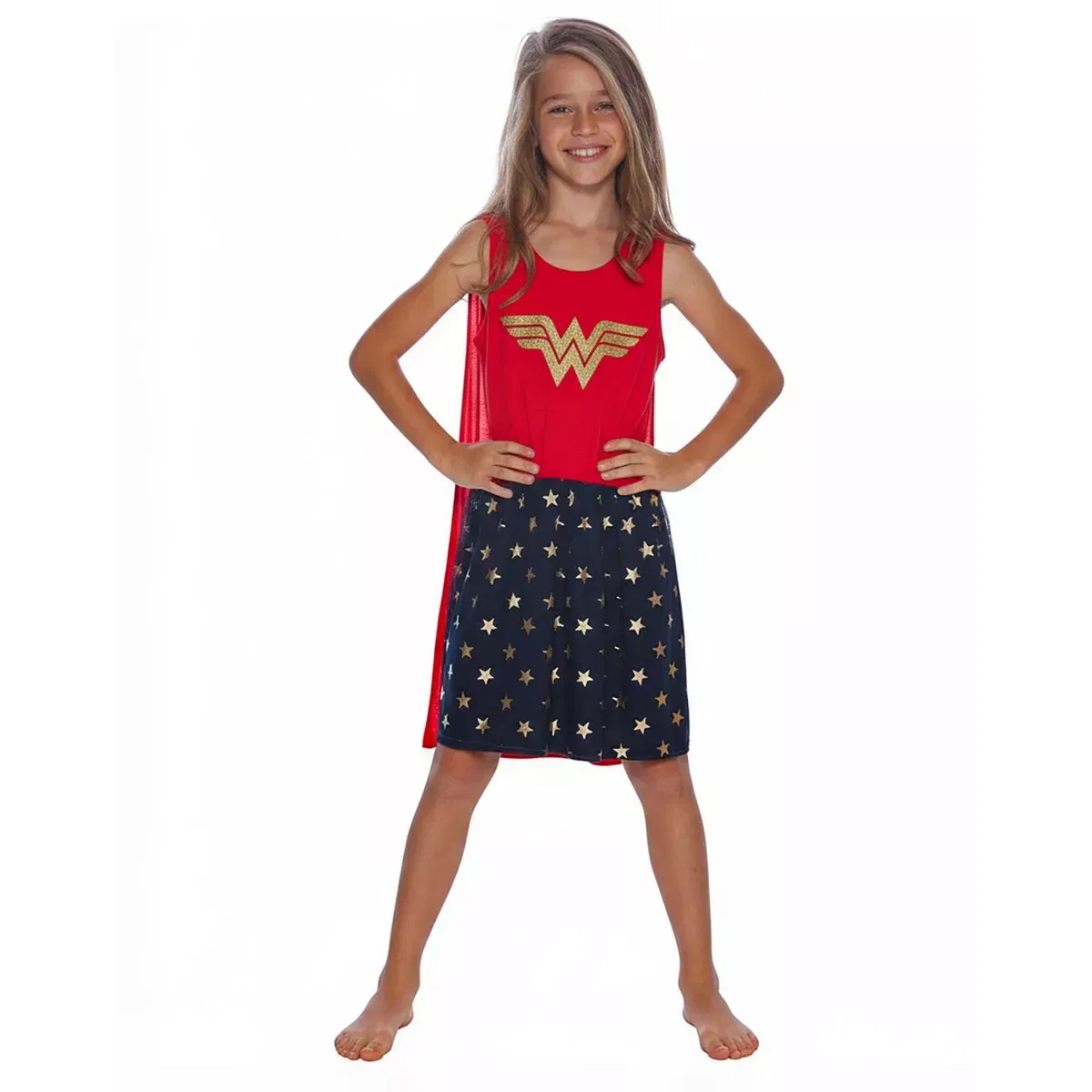 Детская ночная рубашка для девочек с принтом Wonder Woman Roller Derby Tank Gown with Cape INTIMO, Multi — фото 4