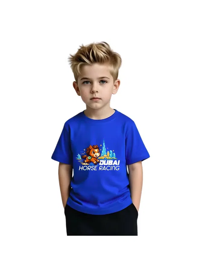 Футболка с принтом хлопковая для мальчика Dubai Horse Racing Printshop4Me, синий