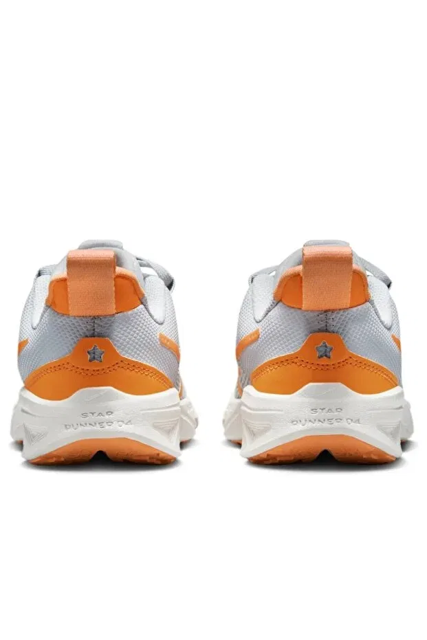 Детские кроссовки для девочек с эластичными шнурками Star Runner 4 Nike, Grey-Orange — фото 4