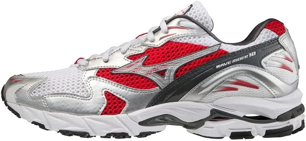 Кроссовки Mizuno Unisex Wave Rider 10, белый/красный