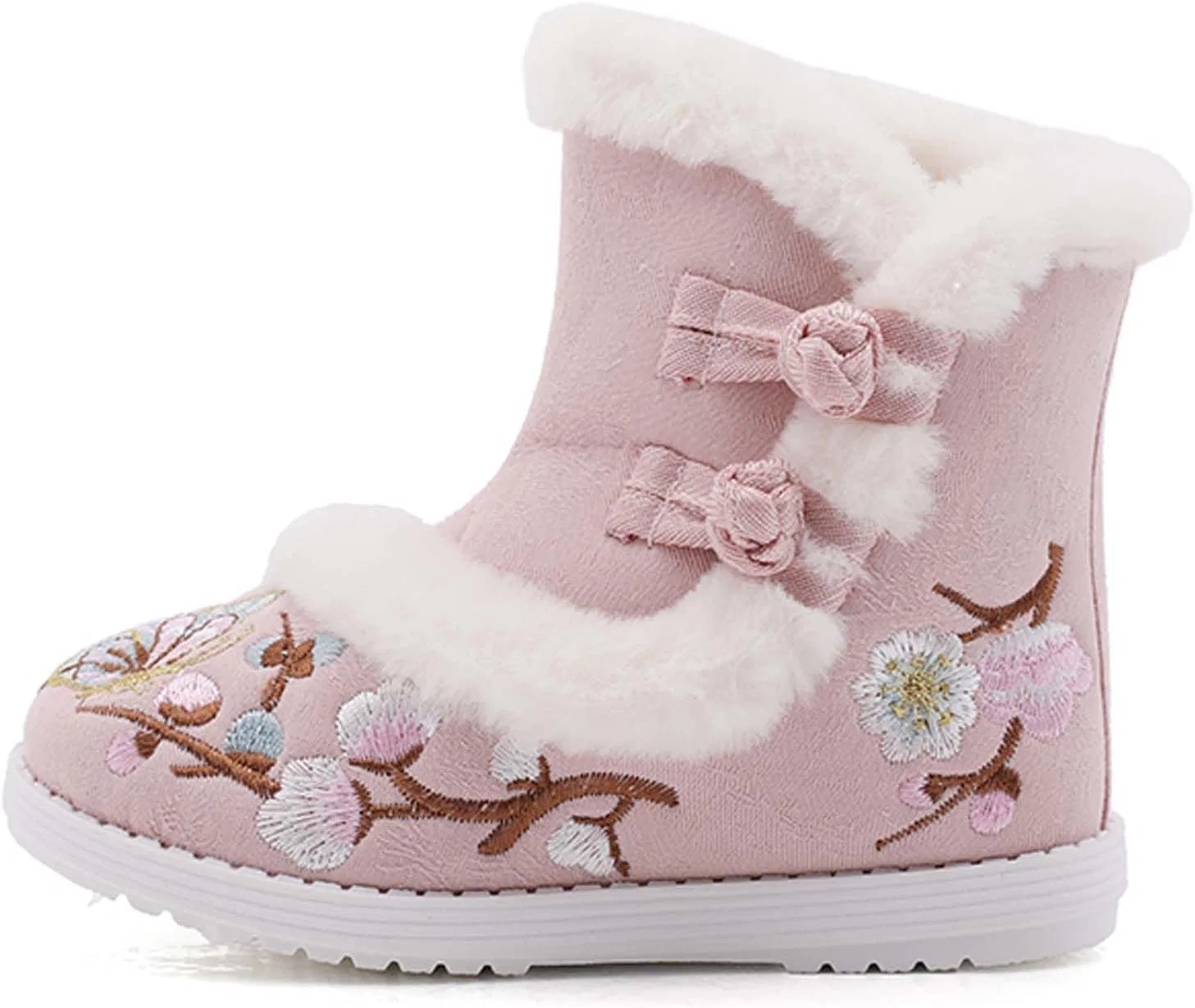 Детские зимние сапоги для девочек с китайской вышивкой WURMIUHD, Pink